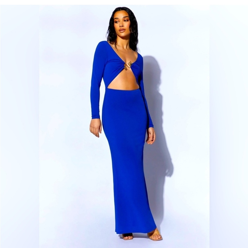 Meshki Blue Cut-Out Maxi Dress